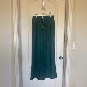 NWT HALARA Teal Wide-Leg Trousers Sz S